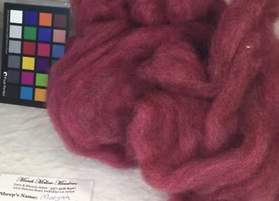 Burgandy romney roving for spinning felting weaving fiber arts knit crochet - Image 1 of 4