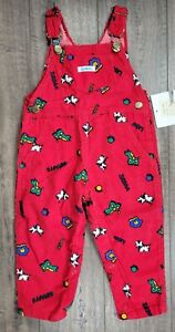 Baby Boy New Carter's Vintage 24 Month Corduroy Red Zoo Overalls