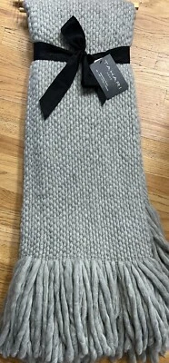 Tahari Heather 灰色粗针织羊毛毯 50x60 重量级 — 第 1/2 张图片