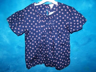 CrewCuts Girls Shirt Short Sleeve Top Blue with Red/White Stars Size 12 NWT - Image 1 of 2