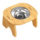 Dog Water Bowl Water Dispenser for Pet Bamboo Stainless Steel Bowl