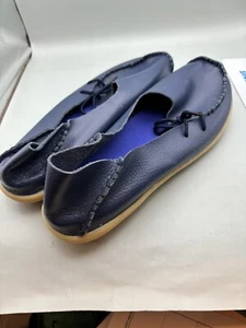Empress Blue Leather Side Tie Loafers Size 44 eu - Picture 1 of 5