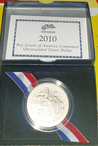 🔥2010 Boy Scouts uncirculated silver dollar 26 g pure silver🔥350k mintage🔥 Cover
