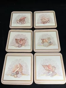 Vintage Pimpernel, England, Sea Shells Motif Coasters by Marian Ryan Set of 6 - Picture 1 of 8