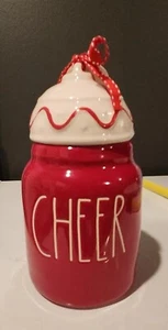 Rae Dunn Christmas Red “CHEER" Baby Canister with White Topper/NWT - Picture 1 of 8