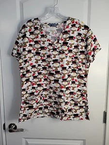 Blusa Médica Serene Uniforms Invierno Muñeco de Nieve Cuello en V 2 Bolsillos Para Mujer Mediana - Imagen 1 de 5