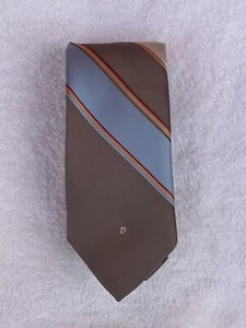 Vtg Pierre Cardin Neckwear Mens Polyester SLIM Tie Brown Blue Striped 3” in - Picture 1 of 10