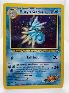 Misty's Seadra Holo 9/132 Prerelease Stamped Pokemon Gym Heroes - Picture 1 of 10