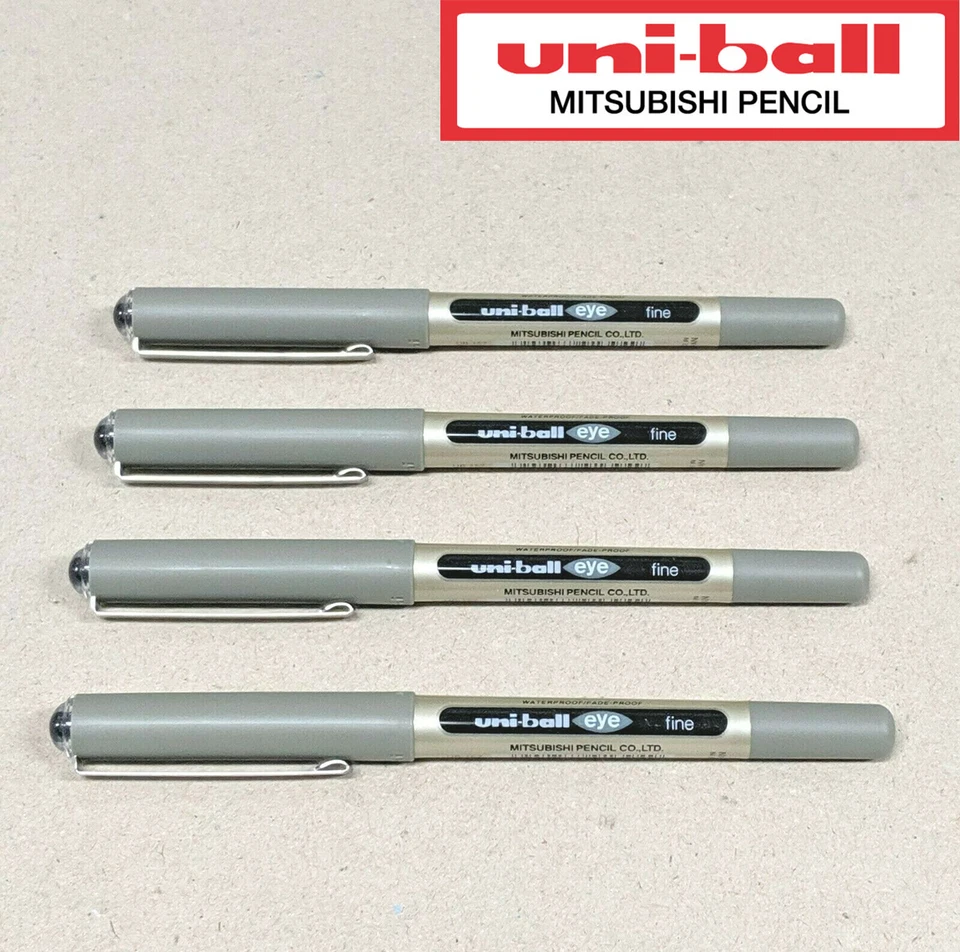 4 x Uni-ball Eye Pigment Ink Roller Ball Pen Black 0.7mm Fine UB-157 - image 1 of 4