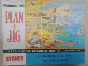 Vintage Map Of Sydney NSW Waddingtons Plan-A-Jig Vari-Piece Jigsaw Puzzle Sealed - Picture 1 of 1