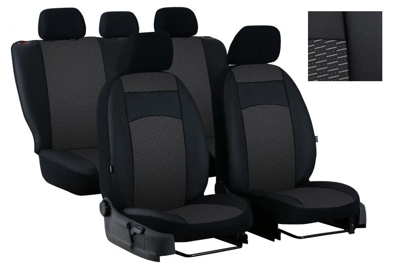 Fundas de asiento a medida de cuero ecológico + tela para PEUGEOT 301 2012 - 2017 Foto 1 de 4