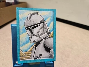 Star Wars Silver Foil Sketch Card 1/1 One of One Clone Trooper - Picture 1 of 2