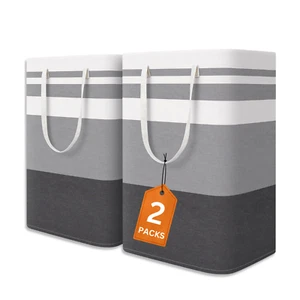 2 Pack Large Waterproof Laundry Baskets, Collapsible Hampers with Handles 75L - Picture 1 of 10