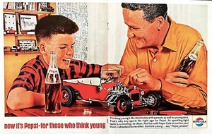 Pepsi Cola ad vintage 1964 father son car original center fold advertisement - Picture 1 of 3