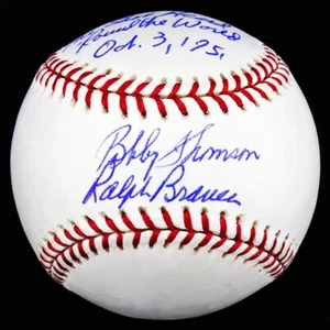 Ralph Branca Bobby Thomson Signed Shot Heard Round The World Oct 3 1951 Ball JSA - Picture 1 of 5