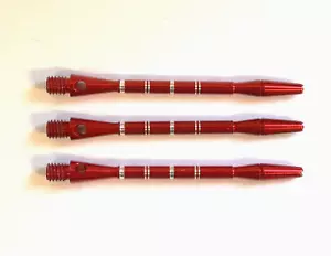 1 SET OF RED REGROOVED ALUMINIUM DART STEMS LONG - Picture 1 of 2