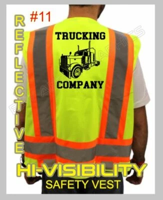  TRUCK DRIVER CUSTOM HI-VISIBILITY  VEST *YOUR DESIGN*HERE FRONT AND BACK . - Image 1 of 4