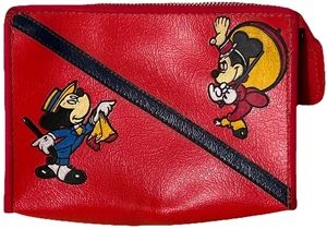 Cartera de vinilo vintage Walt Disney Productions Minnie Mickey Mouse bolsa de cosméticos cremallera - Imagen 1 de 9