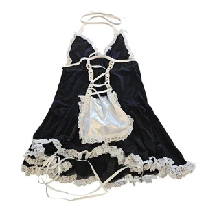 Y2K Kissable by Coquette Damen sexy Maid Style Babydoll Nachthemd schwarz weiß OS - Bild 1 von 5