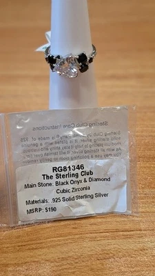 Bomb Party Ring "The Sterling Silver Club" RG81346 Black Onyx CZ / .925 Sterling - Image 1 of 3