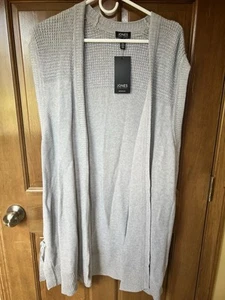 NWT Jones New York NY Long Sleeveless Grey Knit Sweater Vest 2X Retail $89.50 - Picture 1 of 7
