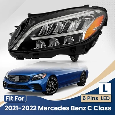 6-Pins LED Headlight For 2021 2022 Mercedes Benz C Class w/o Cornering Lamp Left Foto 1 de 4