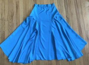 SALE! Vintage 80s Silky Circle Skirt *Large* TAMPA Blue Gored Panel Maxi Skirt - Picture 1 of 9