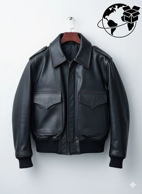 Men’s Air Force Pilot Leather Jacket Lambskin Aviator A-2 Flight Bomber Jacket - Image 1 of 4