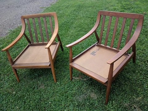 2 VINTAGE Mid Century Modern Danish  Walnut tell chair company Cover