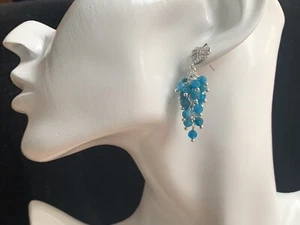 Elegante Ohrringe mit blauen Apatit facettierten Perlen - Bild 1 von 9