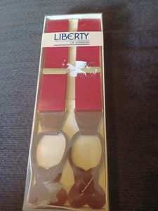 Vintage Liberty Of London Red  Suspenders Brown Leather NIB - Picture 1 of 3