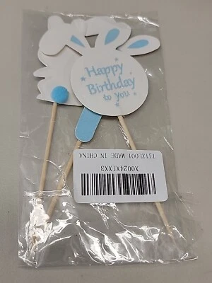 1er Cumpleaños Pastel Topper Blue Bunny 3 Piezas  Foto 1 de 3
