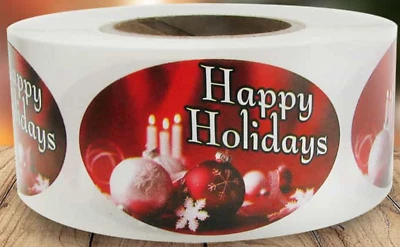 AMERICAN ONLINE PRODUCTS HAPPY HOLIDAYS C&O labels 500 per roll great stickers 1.25" x 2" New great item