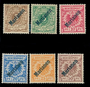 MOMEN: GERMAN COLONIES MARIANA ISLANDS SC#11a-16a 48degrees MINT OG H LOT #60484 - Picture 1 of 2