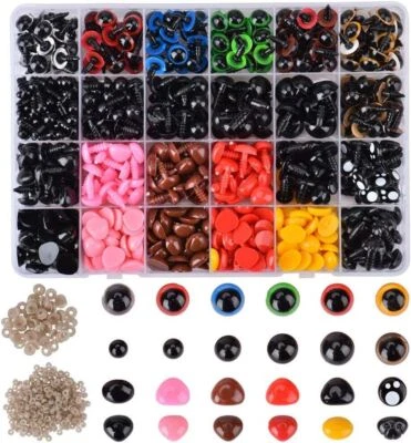 Teddyaugen Puppenaugen 1040 Stück Sicherheitsaugen Nasen Set Zubehör für Puppe - Bild 1 von 4