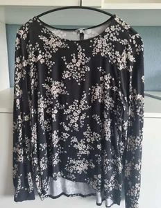 Street One Gr. 44 Langarmshirt Tunika dunkles Braun mit hellen Blüten - Bild 1 von 9