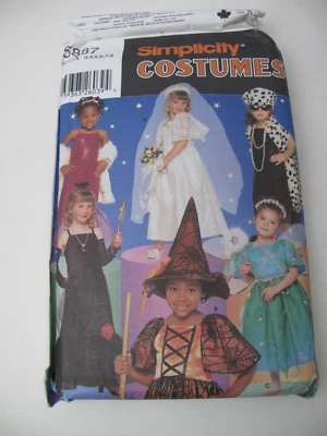 Simplicity #5887 Dress Up / Halloween Witch Bride Barbie Fairy Sz 3 - 8 UNCUT(P) - Image 1 of 4