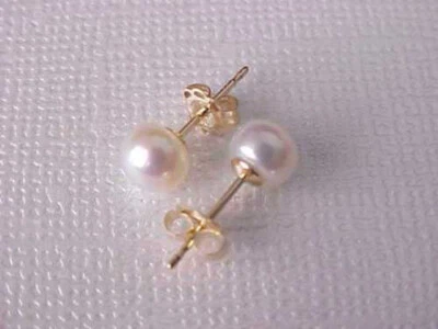 Wholesale AAAA 7-6MM NATURAL white SOUTH SEA PEARL EARRING 14k  STUD  EARRINGS - Image 1 of 4