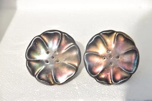 Mid century, ceramic, bronz color flower, salt/ pepper shakers - Picture 1 of 5
