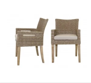 OUTDOOR INTERIORS EUCALYPTUS AND WICKER ARMCHAIR - SET OF 2 - Picture 1 of 3