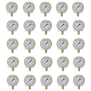 25 PACK LIQUID FILLED PRESSURE GAUGE 0-200 PSI, 2.5" FACE, 1/4" NPT LOWER MOUNT - Picture 1 of 5