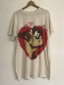Vintage 90s Sports Taz Hearts Love Sleep T-Shirt Adult One Size Stained Flaws - Bild 1 von 7