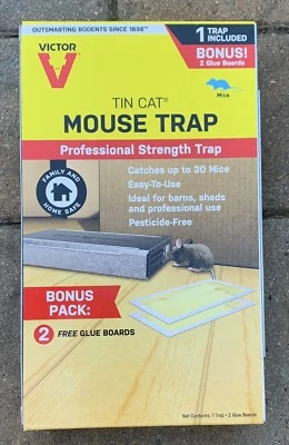 Victor Tin Cat Multicatch Live Mouse Trap Solid Lid w/ 2 Glue Boards M310GB New - Image 1 of 4