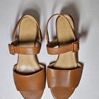Tan Brown Womens Talbots Strap Mimi Nappa Block Heel sandals Size 9M READ