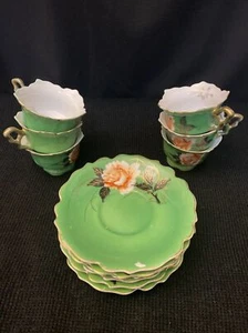 Vintage Fine Porcelain Miniature Tea Cups & Saucers Hand Painted Japan Set of 12 - Picture 1 of 9