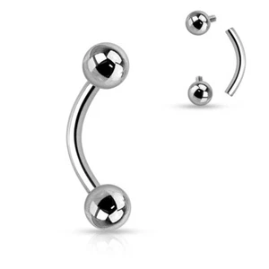 Implant Grade Titanium Curved Barbell Internally Threaded 1.2mm Eyebrow Rook Bar - Picture 1 of 1