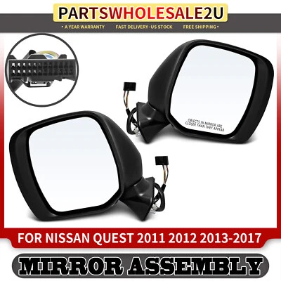 2x Driver & Passenger Black Power Mirror for Nissan Quest 2011 2012-2016 2017 - Image 1 of 4