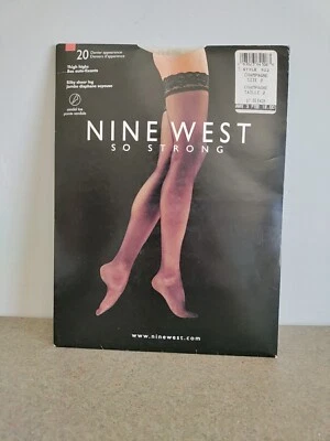 Medias Nine West tan fuertes hasta el muslo champán talla 2 encaje sexy romántico  Foto 1 de 4