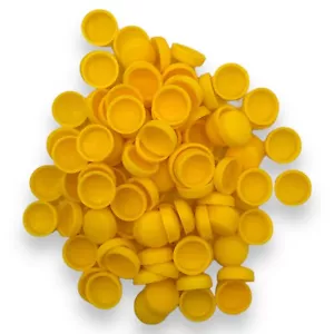 Gelb, zweiteilig matt 6/8g Kuppel Schraube Druckknopflasche ™ Abdeckung Kunststoff Nummernschild - Bild 1 von 3