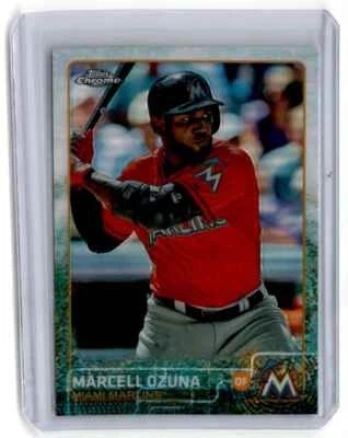 2015 Topps Chrome Refractor Marcell Ozuna Miami Marlins #182 - Image 1 of 2